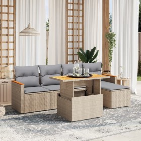 Garden sofa set with 6-piece synthetic rattan beige cushions by , Garden sets - Ref: Foro24-3276034, Price: 428,72 €, Discoun...