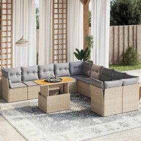 Set von 11-teiligen Gartensofas mit beigen Kissen aus synthetischem Rattan von , Gartensets - Ref: Foro24-3271045, Preis: 790...