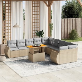 Set de sofás de jardín 11pzas con cojines ratán sintético beige de , Conjuntos de jardín - Ref: Foro24-3272389, Precio: 798,0...