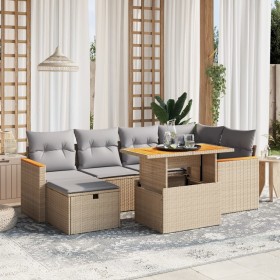 Set of 7-piece garden sofas and beige synthetic rattan cushions by , Garden sets - Ref: Foro24-3276041, Price: 519,71 €, Disc...