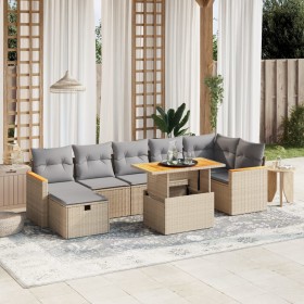 Garden sofa set with beige cushions, 8 pieces, PE rattan by , Garden sets - Ref: Foro24-3276048, Price: 584,43 €, Discount: %