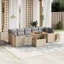 Garden sofa set with beige cushions, 8 pieces, PE rattan by , Garden sets - Ref: Foro24-3271227, Price: 604,55 €, Discount: %