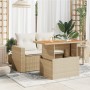 Gartentisch PE, Rattan und Akazienholz beige 100x55x73 cm von , Gartentische - Ref: Foro24-366065, Preis: 121,35 €, Rabatt: %