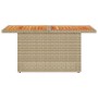 Mesa de jardín ratán PE y madera de acacia beige 100x55x73 cm de , Mesas de jardín - Ref: Foro24-366065, Precio: 118,99 €, De...