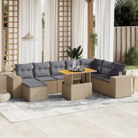 Set mit 9 Gartensofas mit beigen Kissen aus synthetischem Rattan von , Gartensets - Ref: Foro24-3275964, Preis: 679,40 €, Rab...