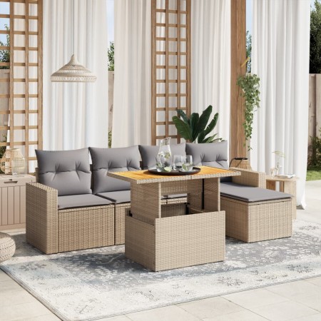 Set Gartensofas mit Kissen 6 Stück synthetisches Rattan beige von , Gartensets - Ref: Foro24-3271290, Preis: 421,82 €, Rabatt: %