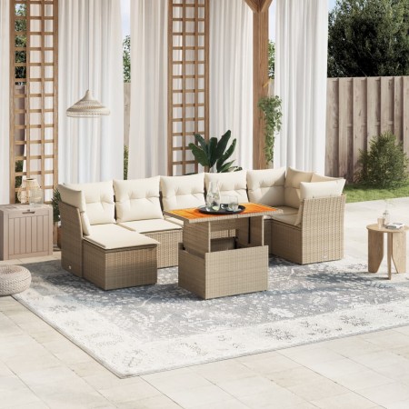 Garden sofa set with beige cushions, 8 pieces, PE rattan by , Garden sets - Ref: Foro24-3270946, Price: 627,84 €, Discount: %