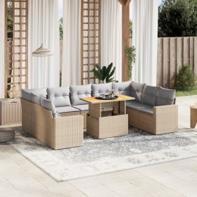 Garden sofa set with beige cushions, 10 pieces, synthetic rattan by , Garden sets - Ref: Foro24-3271458, Price: 713,03 €, Dis...