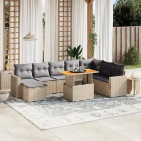 Set mit 9 Gartensofas mit beigen Kissen aus synthetischem Rattan von , Gartensets - Ref: Foro24-3271451, Preis: 653,92 €, Rab...