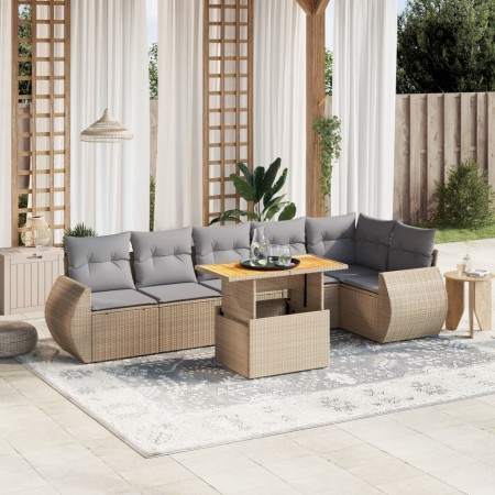 Set sofás de jardín 7 piezas y cojines ratán sintético beige de , Conjuntos de jardín - Ref: Foro24-3272207, Precio: 574,06 €...