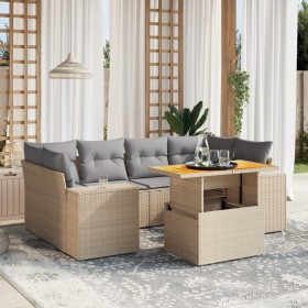 Set aus 7-teiligen Gartensofas und Kissen, synthetisches Rattan, beige von , Gartensets - Ref: Foro24-3272536, Preis: 551,30 ...