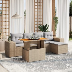 Garden sofa set with 6-piece synthetic rattan beige cushions by , Garden sets - Ref: Foro24-3272613, Price: 458,28 €, Discoun...