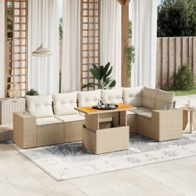 Set of 7-piece garden sofas and beige synthetic rattan cushions by , Garden sets - Ref: Foro24-3272647, Price: 615,37 €, Disc...