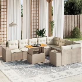 Garden sofa set with beige cushions, 10 pieces, synthetic rattan by , Garden sets - Ref: Foro24-3272794, Price: 821,92 €, Dis...