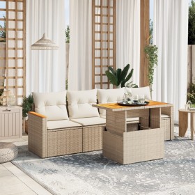 Set Gartensofas mit Kissen 5 Stück synthetisches Rattan beige von , Gartensets - Ref: Foro24-3272955, Preis: 428,53 €, Rabatt: %