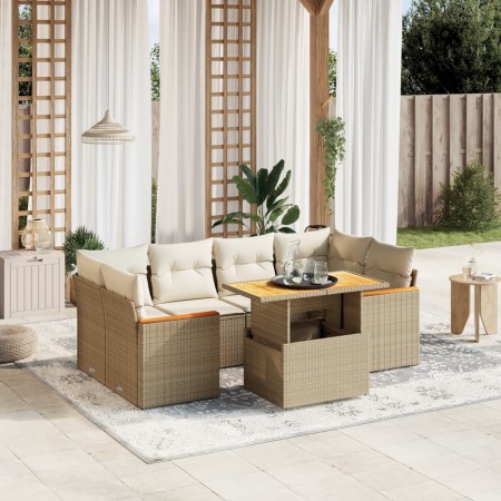 Set sofás de jardín 7 piezas y cojines ratán sintético beige de , Conjuntos de jardín - Ref: Foro24-3272976, Precio: 598,73 €...