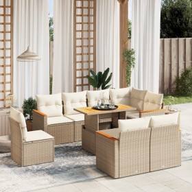 Set de sofás de jardín 9 pzas con cojines ratán sintético beige de , Conjuntos de jardín - Ref: Foro24-3273172, Precio: 756,8...