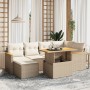 Set of 7-piece garden sofas and beige synthetic rattan cushions by , Garden sets - Ref: Foro24-3273179, Price: 602,99 €, Disc...