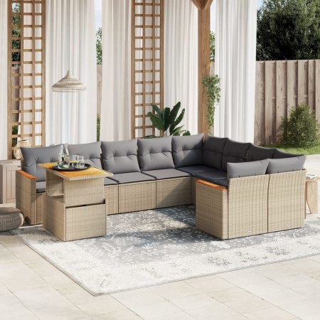 Set Gartensofas mit beigen Kissen 10 Stück synthetisches Rattan von , Gartensets - Ref: Foro24-3273243, Preis: 693,87 €, Raba...