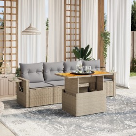 Garden sofa set with 5-piece synthetic rattan beige cushions by , Garden sets - Ref: Foro24-3271633, Price: 378,65 €, Discoun...