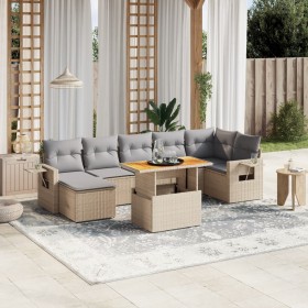 Garden sofa set with beige cushions, 8 pieces, PE rattan by , Garden sets - Ref: Foro24-3271864, Price: 595,57 €, Discount: %