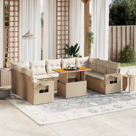 Garden sofa set with beige cushions, 10 pieces, synthetic rattan by , Garden sets - Ref: Foro24-3271898, Price: 820,38 €, Dis...