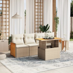 Garden sofa set with 5-piece synthetic rattan beige cushions by , Garden sets - Ref: Foro24-3273837, Price: 432,99 €, Discoun...