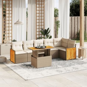 Set of 7-piece garden sofas and beige synthetic rattan cushions by , Garden sets - Ref: Foro24-3273970, Price: 600,01 €, Disc...