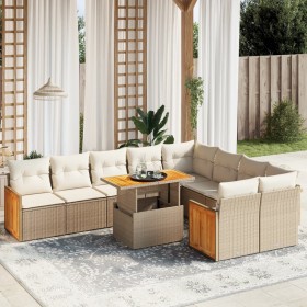 Garden sofa set with beige cushions, 10 pieces, synthetic rattan by , Garden sets - Ref: Foro24-3274117, Price: 806,68 €, Dis...