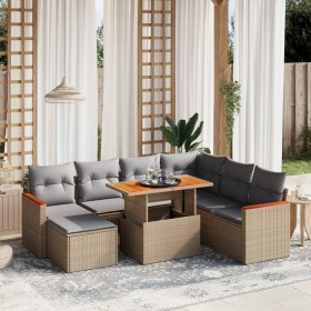 Garden sofa set with beige cushions, 8 pieces, PE rattan by , Garden sets - Ref: Foro24-3276055, Price: 589,20 €, Discount: %