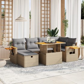 Set aus 7-teiligen Gartensofas und Kissen, synthetisches Rattan, beige von , Gartensets - Ref: Foro24-3276146, Preis: 528,73 ...