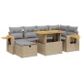 Set aus 7-teiligen Gartensofas und Kissen, synthetisches Rattan, beige von , Gartensets - Ref: Foro24-3276146, Preis: 550,07 ...