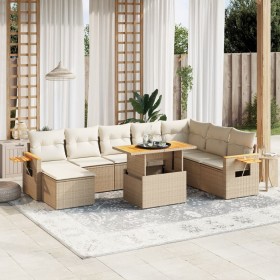 Set de sofás de jardín 9 pzas con cojines ratán sintético beige de , Conjuntos de jardín - Ref: Foro24-3273655, Precio: 807,9...