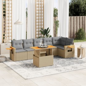 Gartensofagarnitur 7-teilig mit Kissen aus synthetischem Rattan in Beige. von , Gartensets - Ref: Foro24-3273530, Preis: 544,...