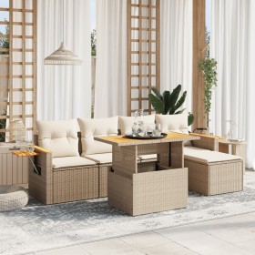 Garden sofa set with 6-piece synthetic rattan beige cushions by , Garden sets - Ref: Foro24-3273494, Price: 545,99 €, Discoun...