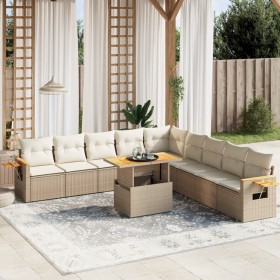 Gartensofa-Set 11-teilig mit beigen Polstern aus synthetischem Rattan von , Gartensets - Ref: Foro24-3273704, Preis: 930,25 €...