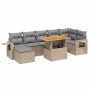 Garden sofa set with beige cushions, 8 pieces, PE rattan. by , Garden sets - Ref: Foro24-3275712, Price: 579,65 €, Discount: %