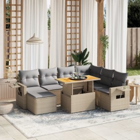 Garden sofa set with beige cushions, 8 pieces, PE rattan. by , Garden sets - Ref: Foro24-3275719, Price: 579,65 €, Discount: %