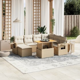 Garden sofa set with beige cushions, 8 pieces, PE rattan. by , Garden sets - Ref: Foro24-3271870, Price: 656,28 €, Discount: %