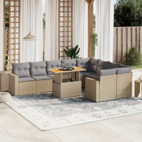 Gartensofa-Set mit 10-teiligen beigen Kissen aus synthetischem Rattan. von , Gartensets - Ref: Foro24-3271472, Preis: 713,03 ...