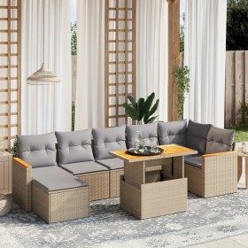 Garden sofa set with beige cushions, 8 pieces, PE rattan. by , Garden sets - Ref: Foro24-3273187, Price: 583,66 €, Discount: %