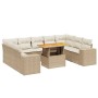 Gartensofa-Set mit 10-teiligen beigen Kissen aus synthetischem Rattan. von , Gartensets - Ref: Foro24-3272780, Preis: 821,92 ...