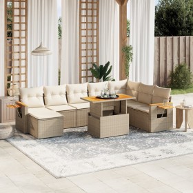 Garden sofa set with beige cushions, 8 pieces, PE rattan. by , Garden sets - Ref: Foro24-3273634, Price: 705,09 €, Discount: %