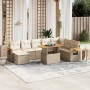 Garden sofa set with beige cushions, 8 pieces, PE rattan. by , Garden sets - Ref: Foro24-3273634, Price: 705,09 €, Discount: %