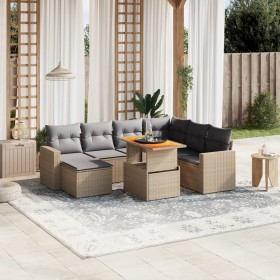 Garden sofa set with beige cushions, 8 pieces, PE rattan. by , Garden sets - Ref: Foro24-3271430, Price: 588,92 €, Discount: %