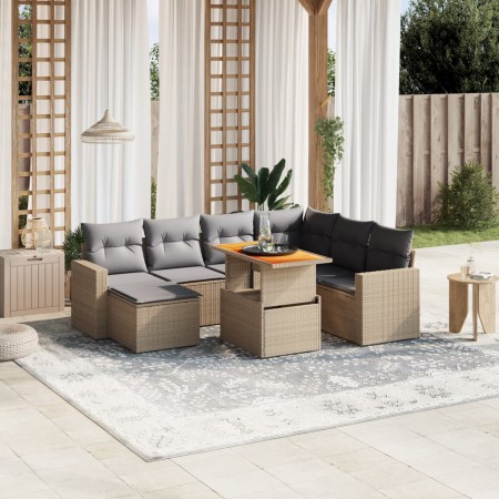 Garden sofa set with beige cushions, 8 pieces, PE rattan. by , Garden sets - Ref: Foro24-3271430, Price: 597,90 €, Discount: %