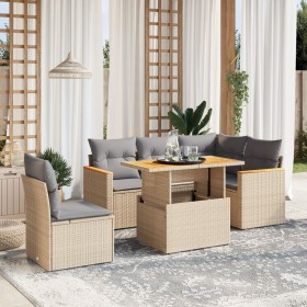 Garden sofa set with 6-piece synthetic rattan beige cushions by , Garden sets - Ref: Foro24-3273082, Price: 463,55 €, Discoun...