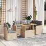 Garden sofa set with 6-piece synthetic rattan beige cushions by , Garden sets - Ref: Foro24-3273082, Price: 458,95 €, Discoun...