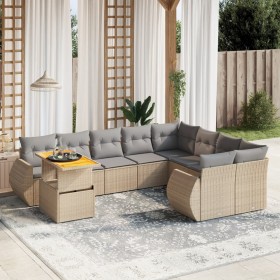 Garden sofa set with beige cushions, 10 pieces, synthetic rattan by , Garden sets - Ref: Foro24-3272361, Price: 728,07 €, Dis...