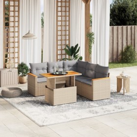 Garden sofa set with 6-piece synthetic rattan beige cushions by , Garden sets - Ref: Foro24-3273075, Price: 452,37 €, Discoun...